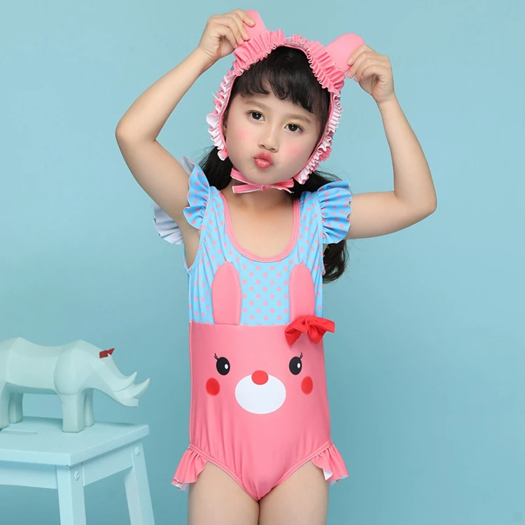 One Piece Lovely Girls Swim Wear Cartoon Printed Children Swimsuit ...