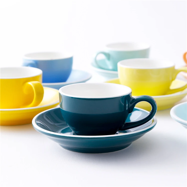 Bulk Low Moq Tea Cup Colorful Latte Cappuccino Cups With Saucers Buy