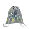 China custom cheap promotional pu holographic backpack custom drawstring bag