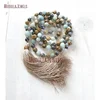 MN21319 Confidence Jasper Amazonite Mala Bead Necklace Heart Throat Chakra Mala 108 Bead Mala Meditation