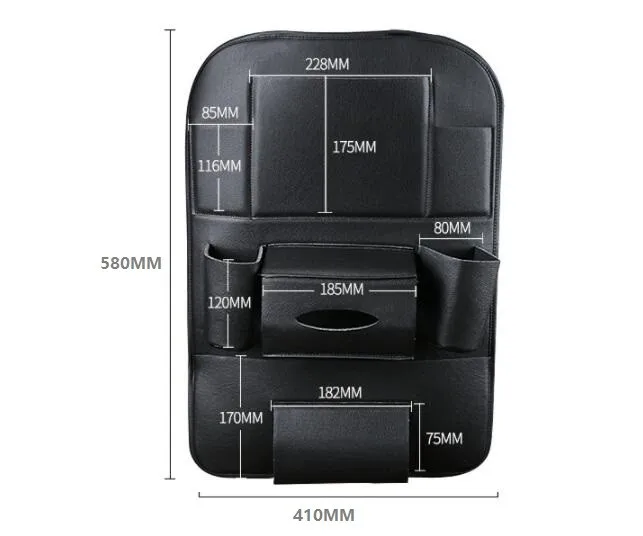 Accessories Cars Interior Pu Leather Car Back Seat Organizer With Table