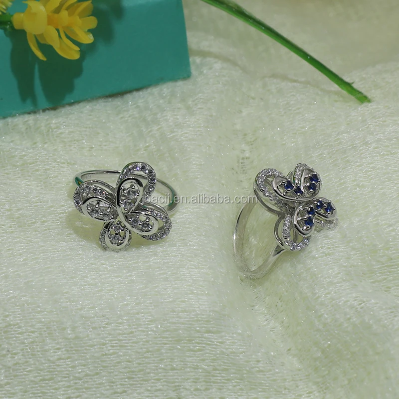 Butterfly Silver Engagement New Design Ladies Finger Ring With Guldplaterade Smycken