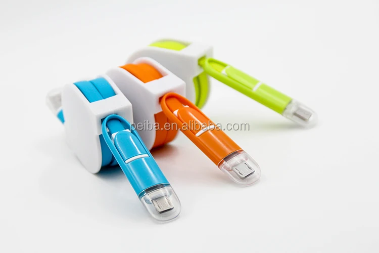 2 in 1 LED Micro USB Cable Charger Colorful Noodle Flat Reactable Phone Charger Cable - ANKUX.COM