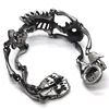 Large Stainless Steel Skull Skeleton Bracelet for Men for Boys Gothic Punk Old Used Metal Treatment
