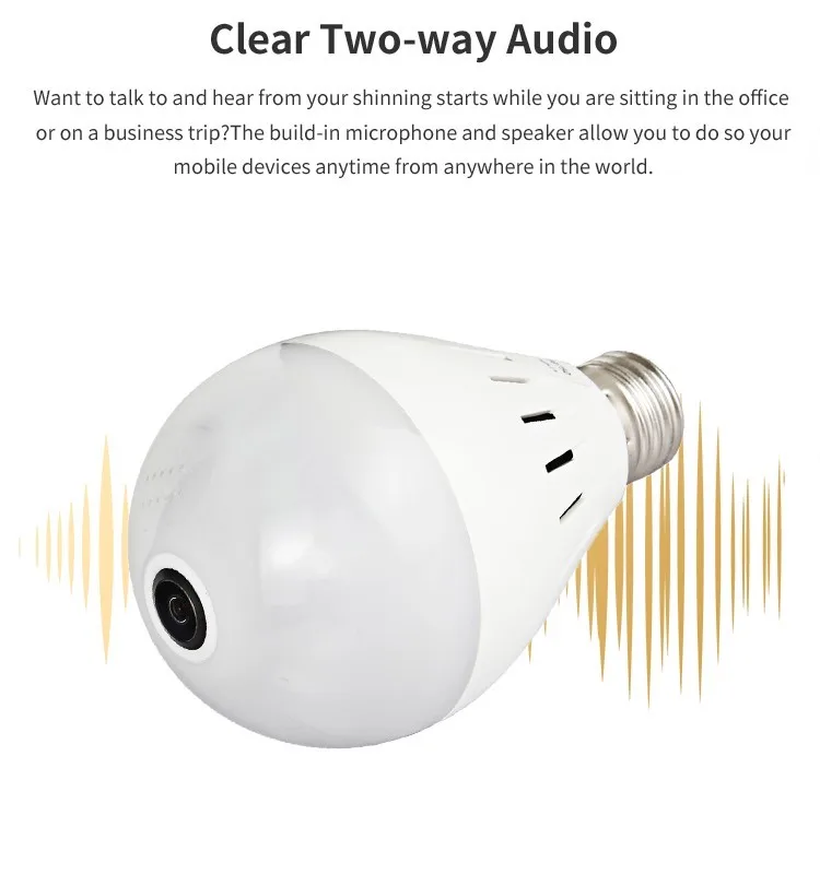 V380s Application 960p Hidden Spy Camera Light Bulb 1.3mp P2p Wifi Bulb