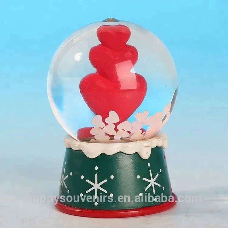 Supper Mini Heart Shape Snow Globe 30mm Polyresin Glass Water Ball