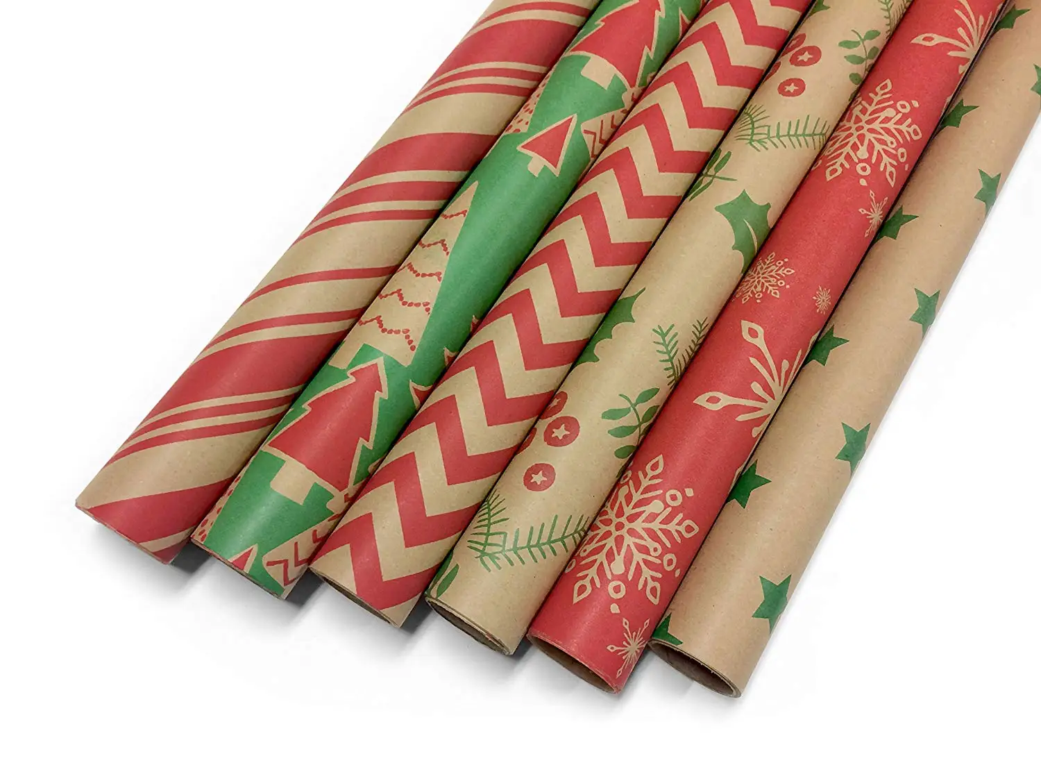 Kraft Classic Wrapping Paper Set - 6 Rolls - Multiple Patterns - 30" x...