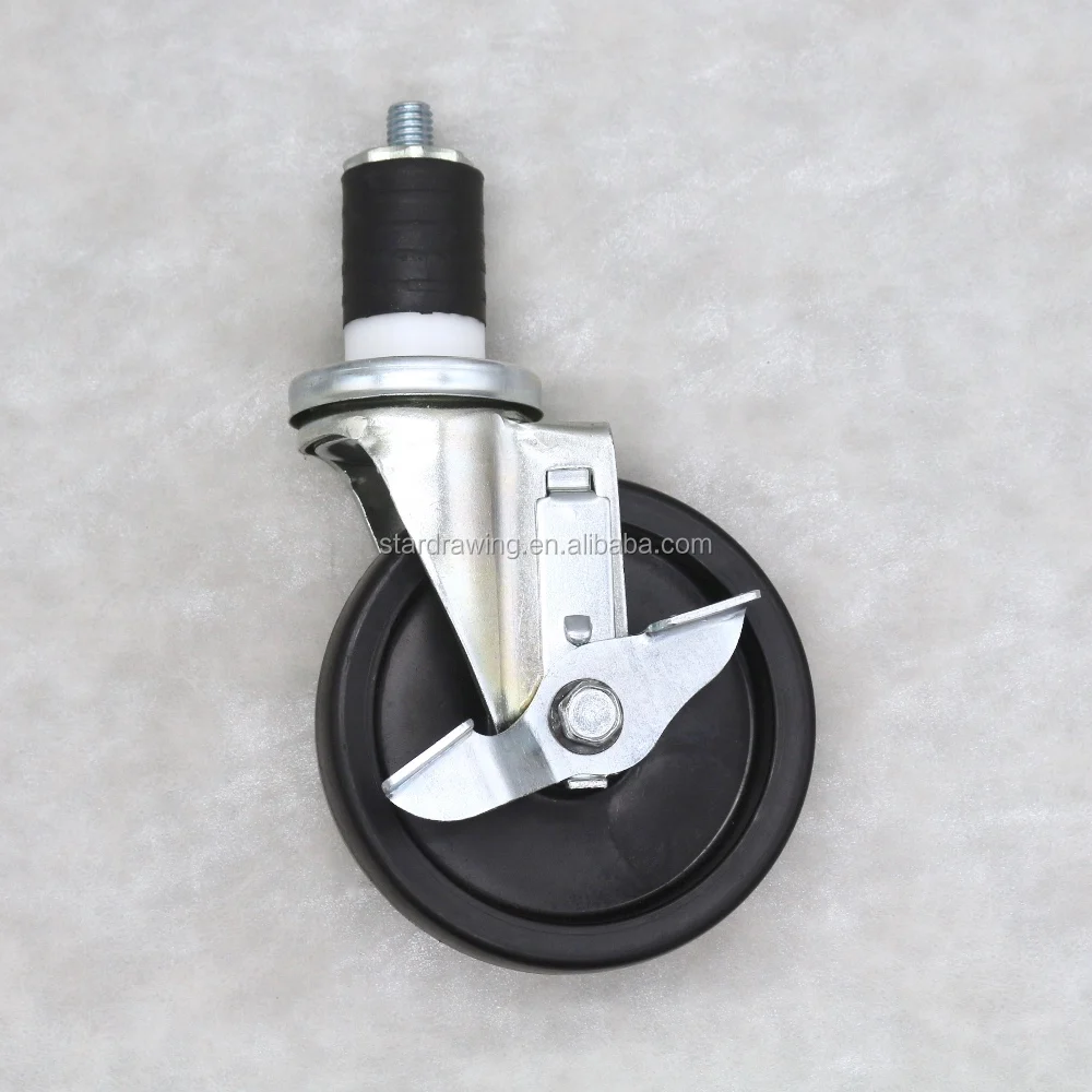 Ss 5 Inch Expanding Stem Caster Wheel With Rubber Expandable Tubing