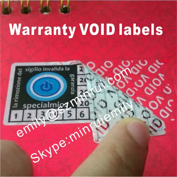 Custom Numbered Warranty Void Labels,Warranty Void If Removed Barcode