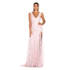 YSMARKET Pink Daring Open Back Lace Long Party Dress Elegant Summer Deep V Neck Women Maxi Dresses E1277