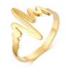 New Design Gold Plating 316 Stainless Steel Adjustable Heartbeat Ring For Women Jewelry #8-10