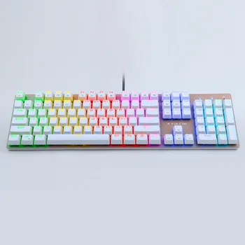 E-element White Gaming Keyboard Brand Rgb 104 Keys Gold Metal Plate