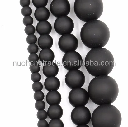 Natural Semi Precious Gemstone Stone Bead 4mm 6mm 8mm 10mm Matte Black Onyx Loose Bead Wholesale