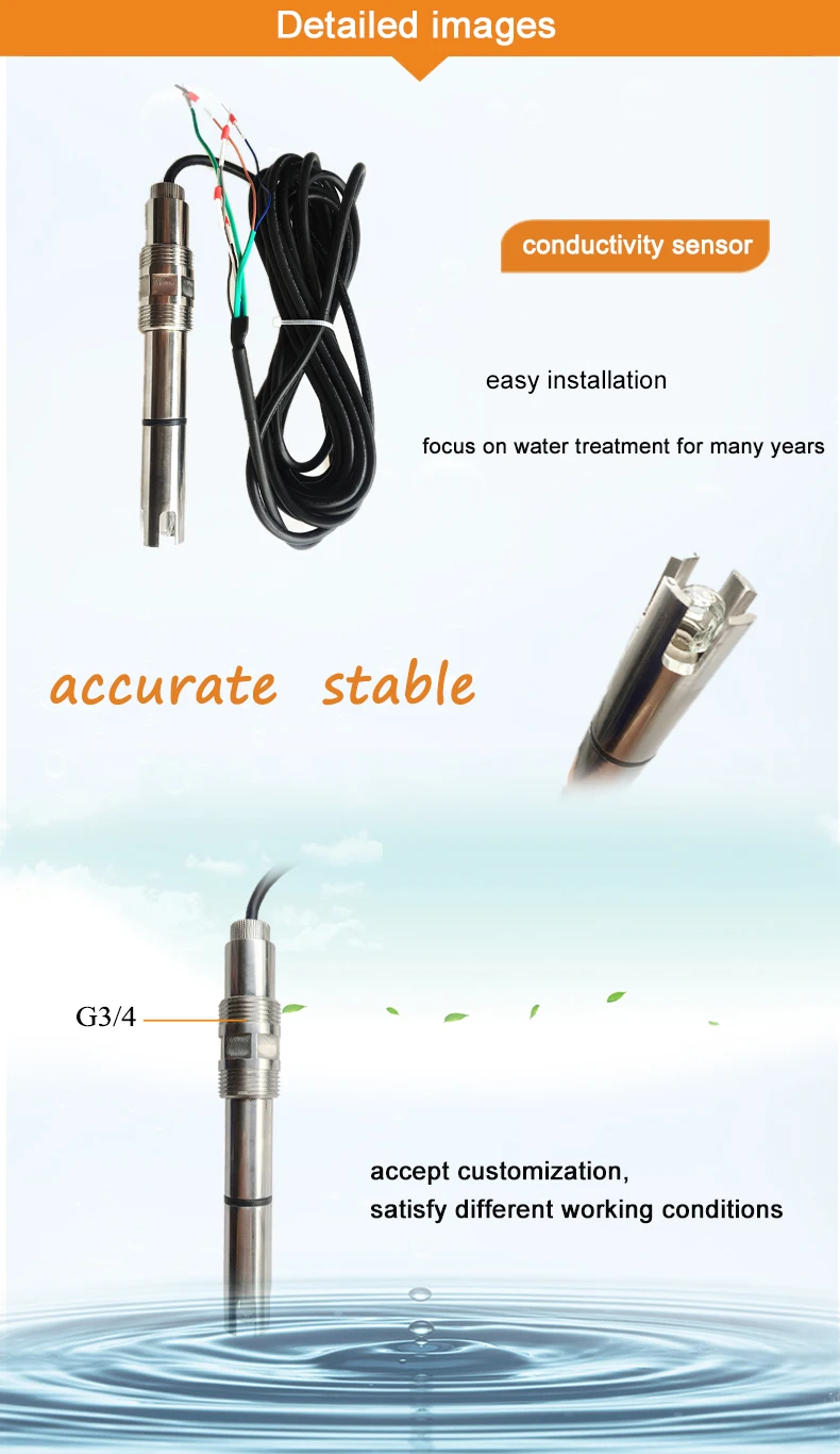 Online Conductivity Sensor 420ma Electrical Conductivity K=10.0 Rs485