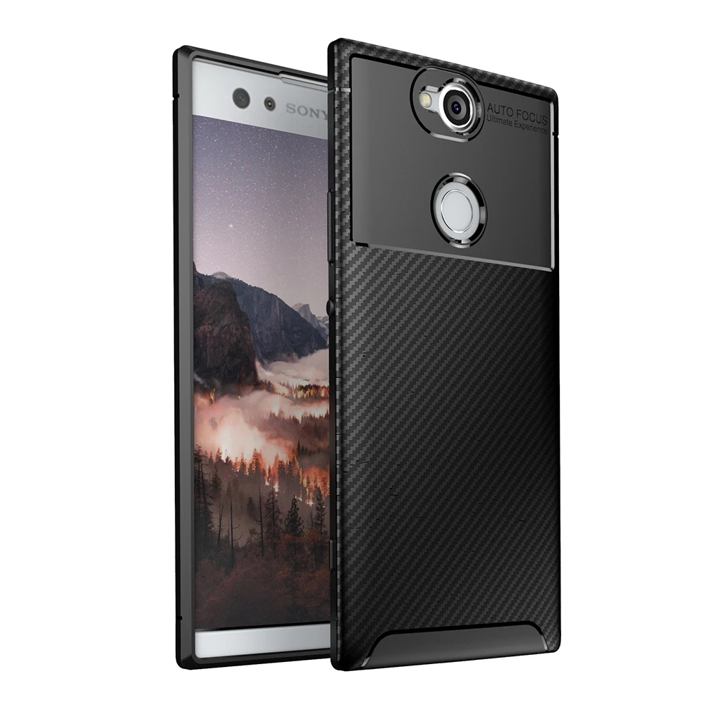 New Premium Shock Protection Carbon Fiber Skin TPU Silicone Case For Sony xperia xa2 plus