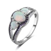 High quality 925 sterling silver micro Amethyst synthetic opal three stone Ring cheap wholesales