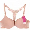 Sexy Back Lace Front Closure Seamless Surface Women Push Up Adjusted-straps Spandex Bra