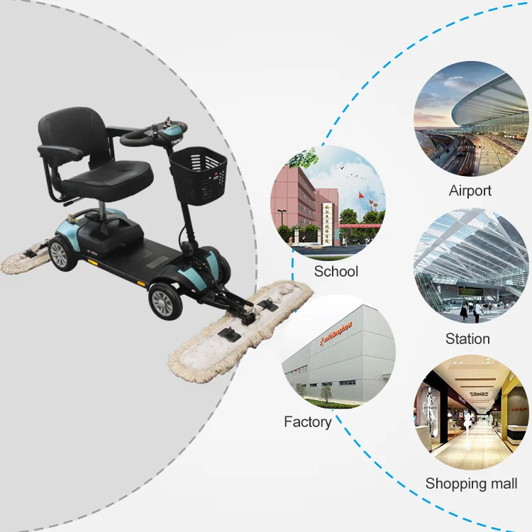 Four Wheels Electric Street Sweeper Cleaning Mobility Scooter With Mop