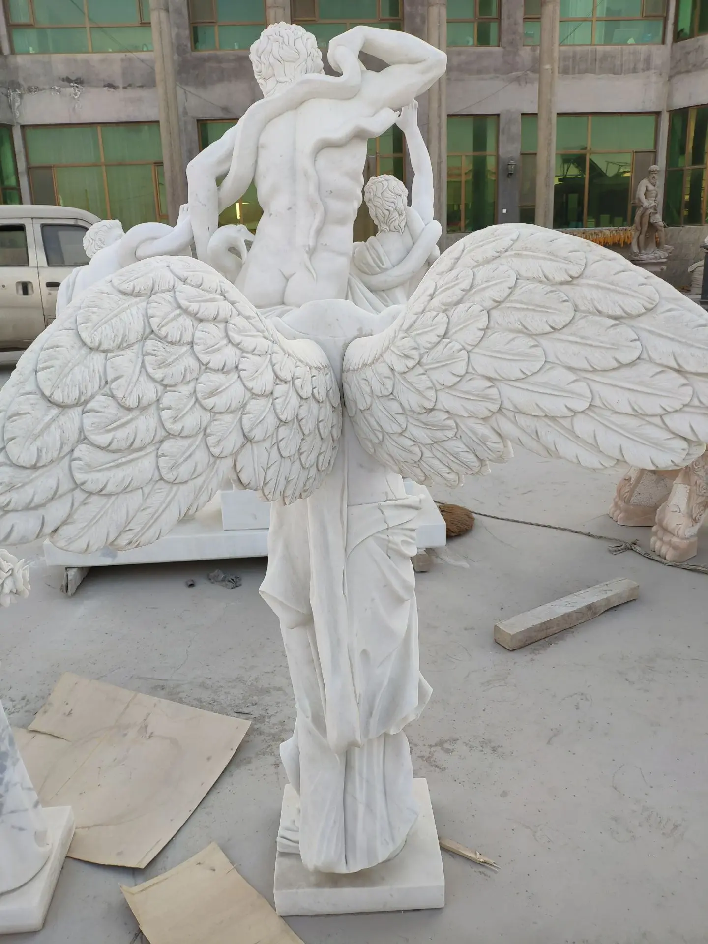 Outdoor Garden Greek Angel Famous White Marble Victory Goddess Statue