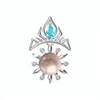 Frozen princess crown pearl jewelry mounting charms pendant silver plated semi mount necklace
