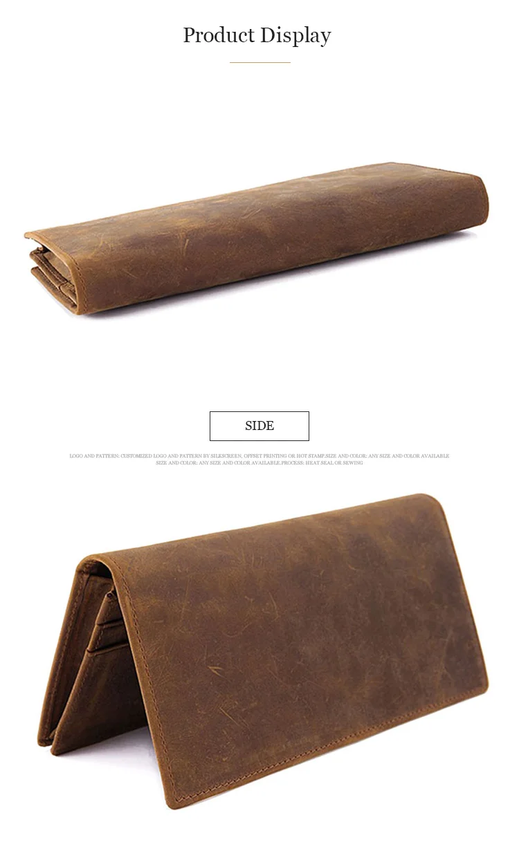 Durable simple and generous long oem coffee colors men genuine purses leather wallet