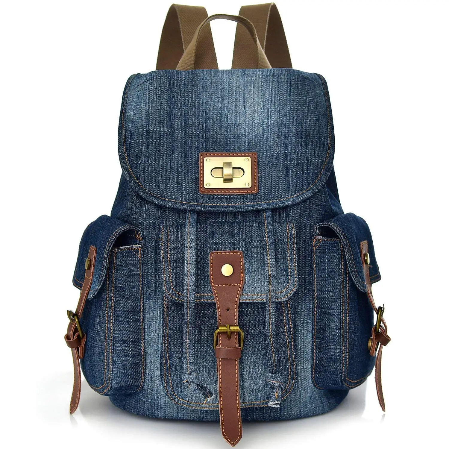Buy Denim School Backpack for Teen Girls Women Cute Bookbag Rucksack Pupil Middle High College ...