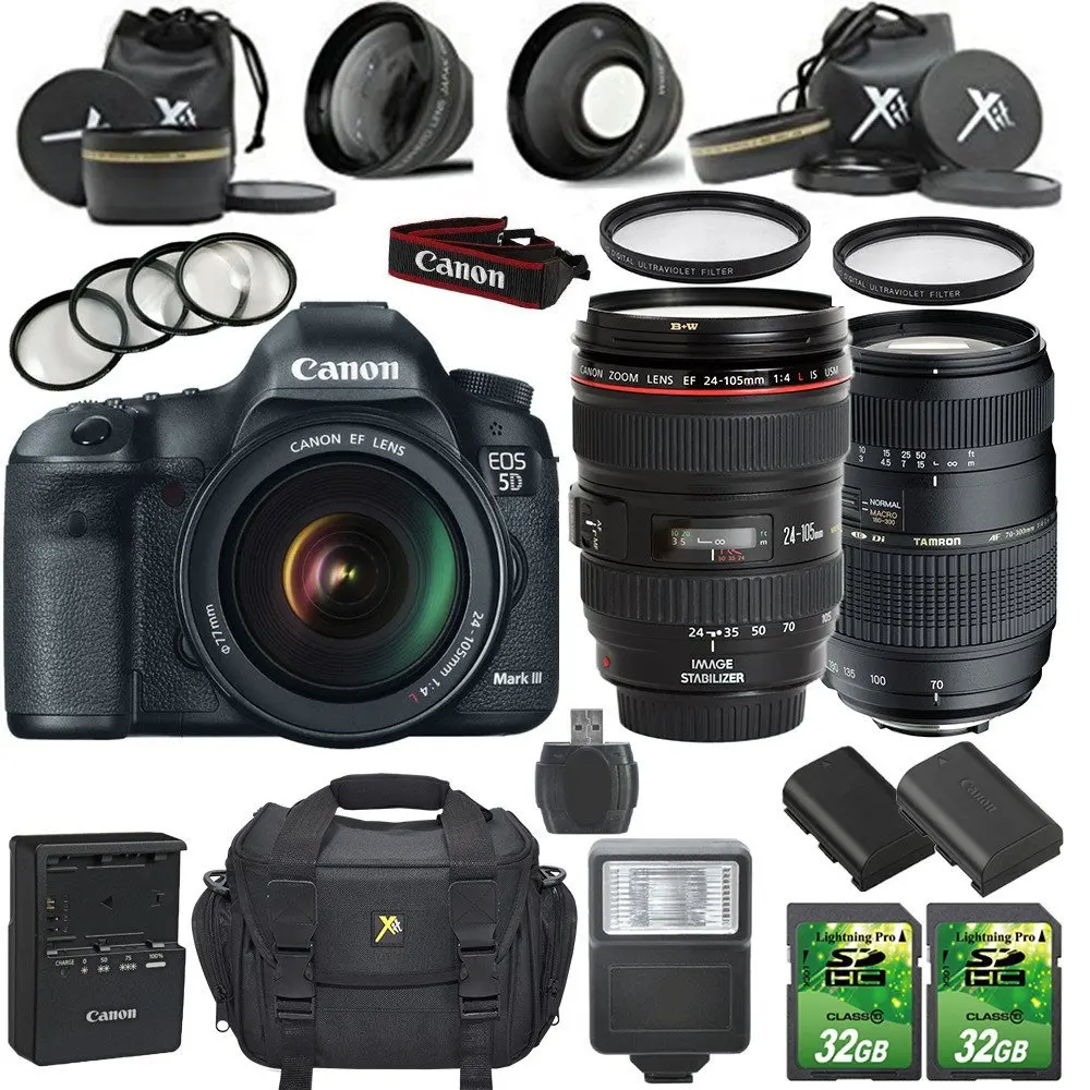 2x Telephoto Lenses DavisMAX Fibercloth Lens Bundle Wide Angle 3 Piece Filter Kit for Canon EOS 5D Mark II and Canon EOS 5D Mark III with Canon 17-40mm USM Lens 77mm Macro Close Up Kit
