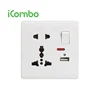 3 Pin Multi-Function Switched Wall Socket with USB Port and Wall light switch
