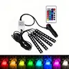 12V 4Pcs RGB interior 5050 Cigarette Lighter Auto lamp Remote Control Decorative LED Strip bar Atmosphere car lights led for car
