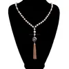 Outlet Interchangeable Tassel Long Chain Necklace One Snap Button Pearl Jewelry