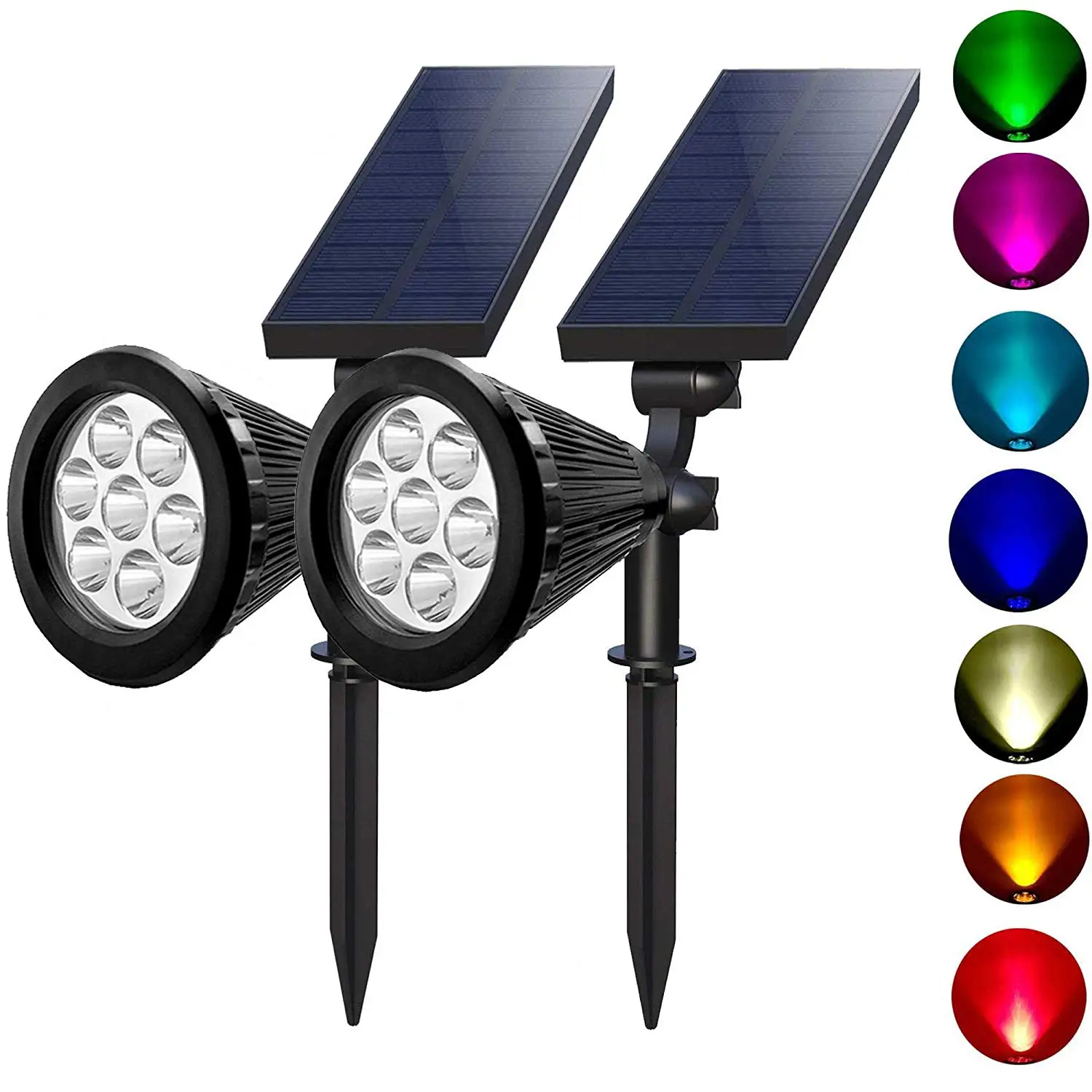 Hot Selling Decoration Solar Garden Light Outdoor Lighting 7 LED Colorful Spot Light For Path Tree