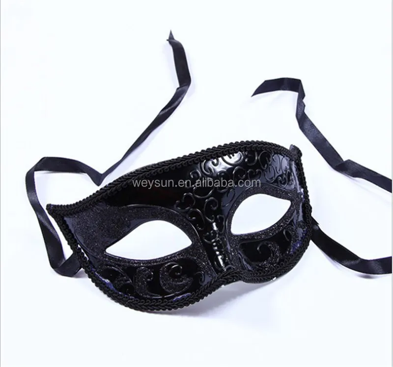 Solid Black Masks Halloween Theme Masquerade Party Mask,Half Face