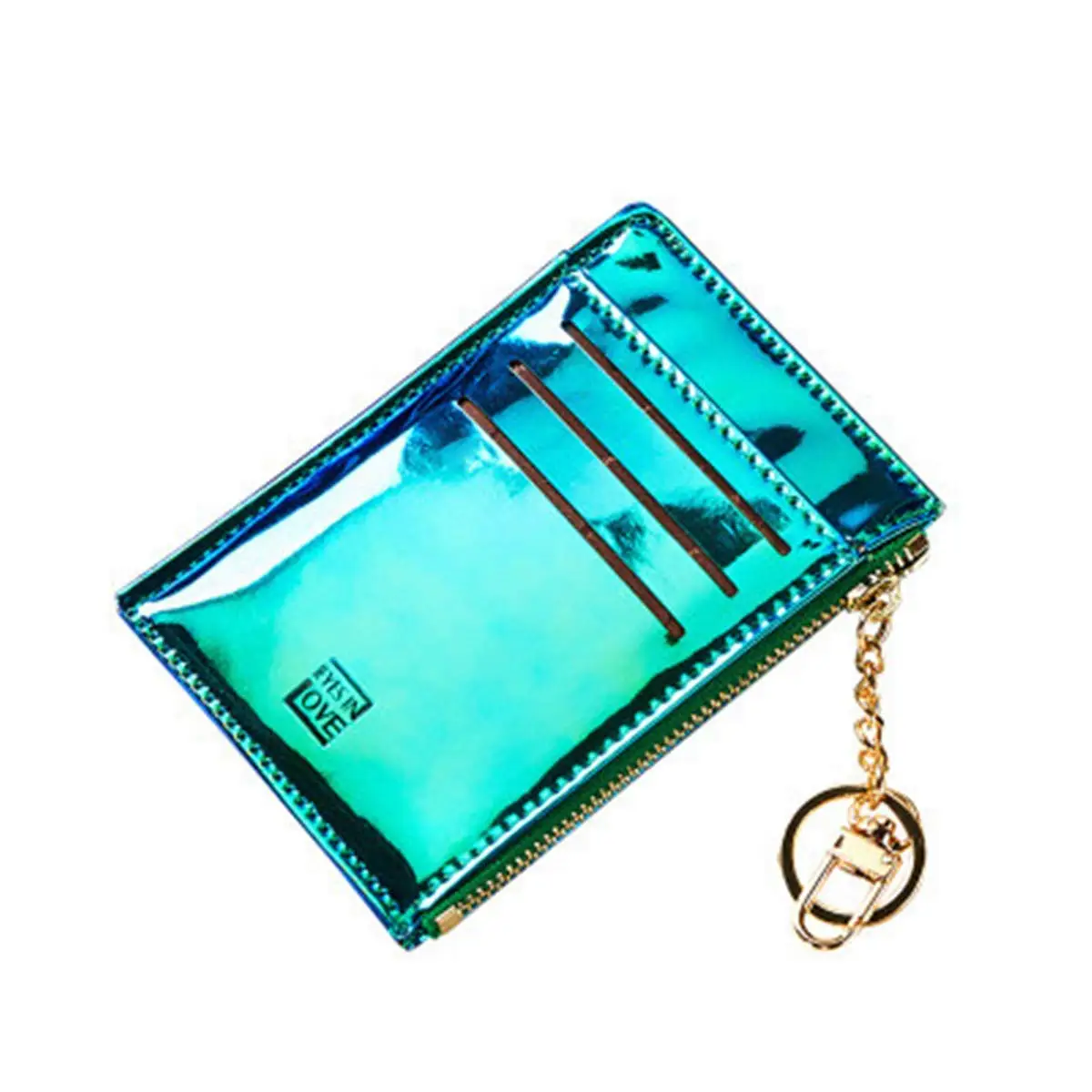 BeautyWJY Mini Credit Card Holder Coin Purse Key Chain Wallt With Key Ring Coin Change