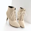 large size women sexy lace up boots fashion high heel ankle boots women