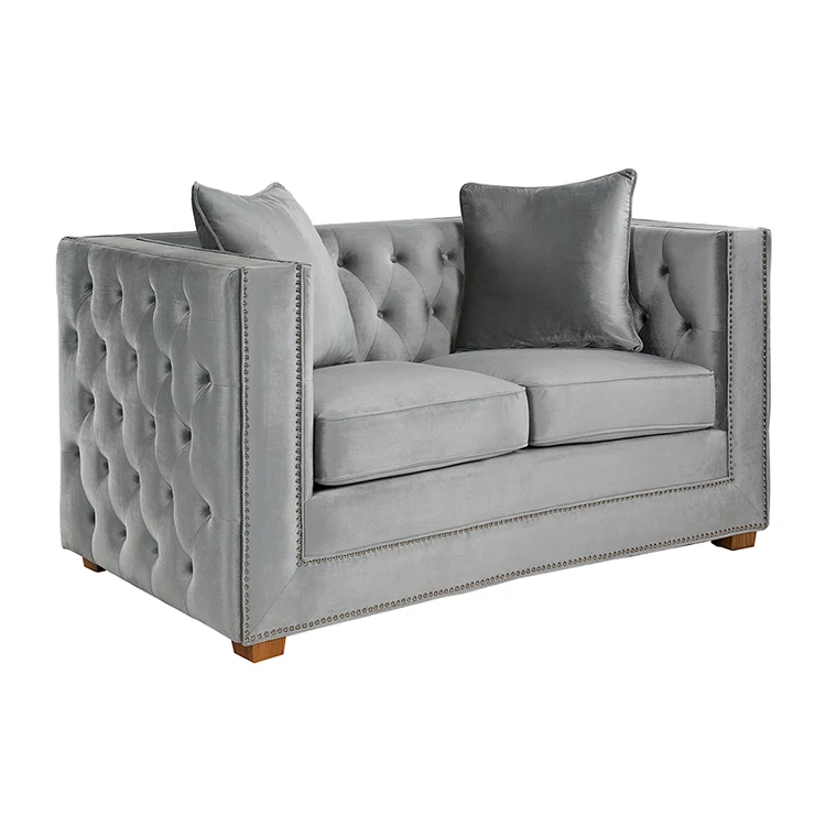 China Wholesale Stylish Set Wooden Design Gray Corner Sofa