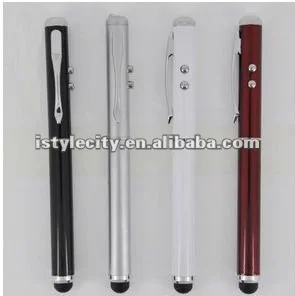 White 3 in 1 Laser Pointer LED Light Touch Stylus Pen for iPad 2 iPad 3 iPhone 4