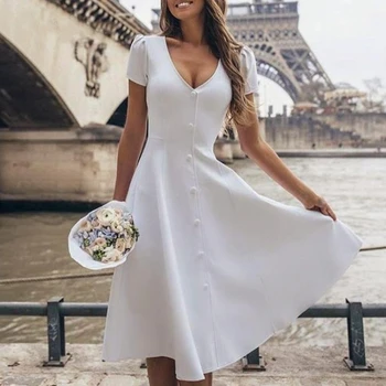 casual womens white dress