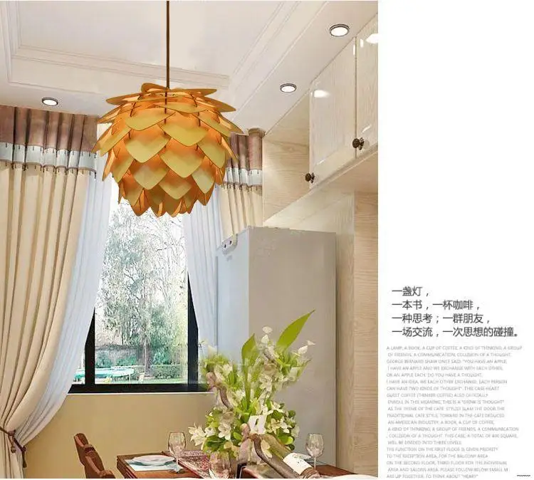 Latest fashion Home indoor wooden frame fancy wood Pendant Light