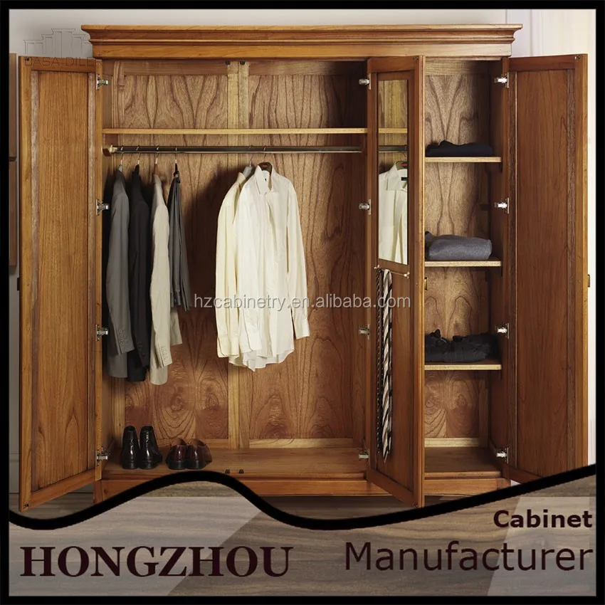 Top China Foshan Furniture Solid Wood Wardrobe Bedroom Clothes