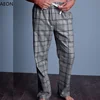 Men's Brushed Cotton Check Pyjama Bottoms 100% Cotton Plaid Pajama Pants