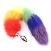 Rainbow Short Long Tail Anal Plug Animal Tail Butt Insert Silicone Metal Butt Stopper Chastity Anal Extender