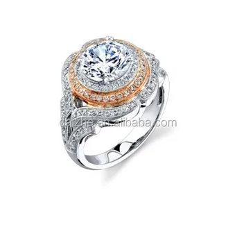 Beautiful Women Rhodium Plated Rings With 24k Gold Two Tone Beautiful Women Rhodium Plated Rings With 24k Gold Two Tone Wedding Ring