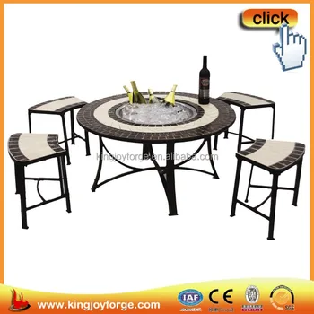 Chinese Manufacturer Fire Pit Table With Ceramic Tiles Round