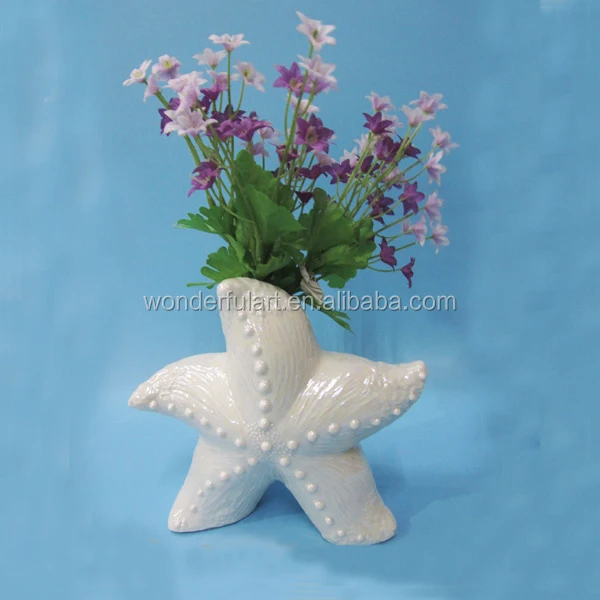 china supplier handmade starfish flower vase manufacturer,french vase small,home decor vase flower white color