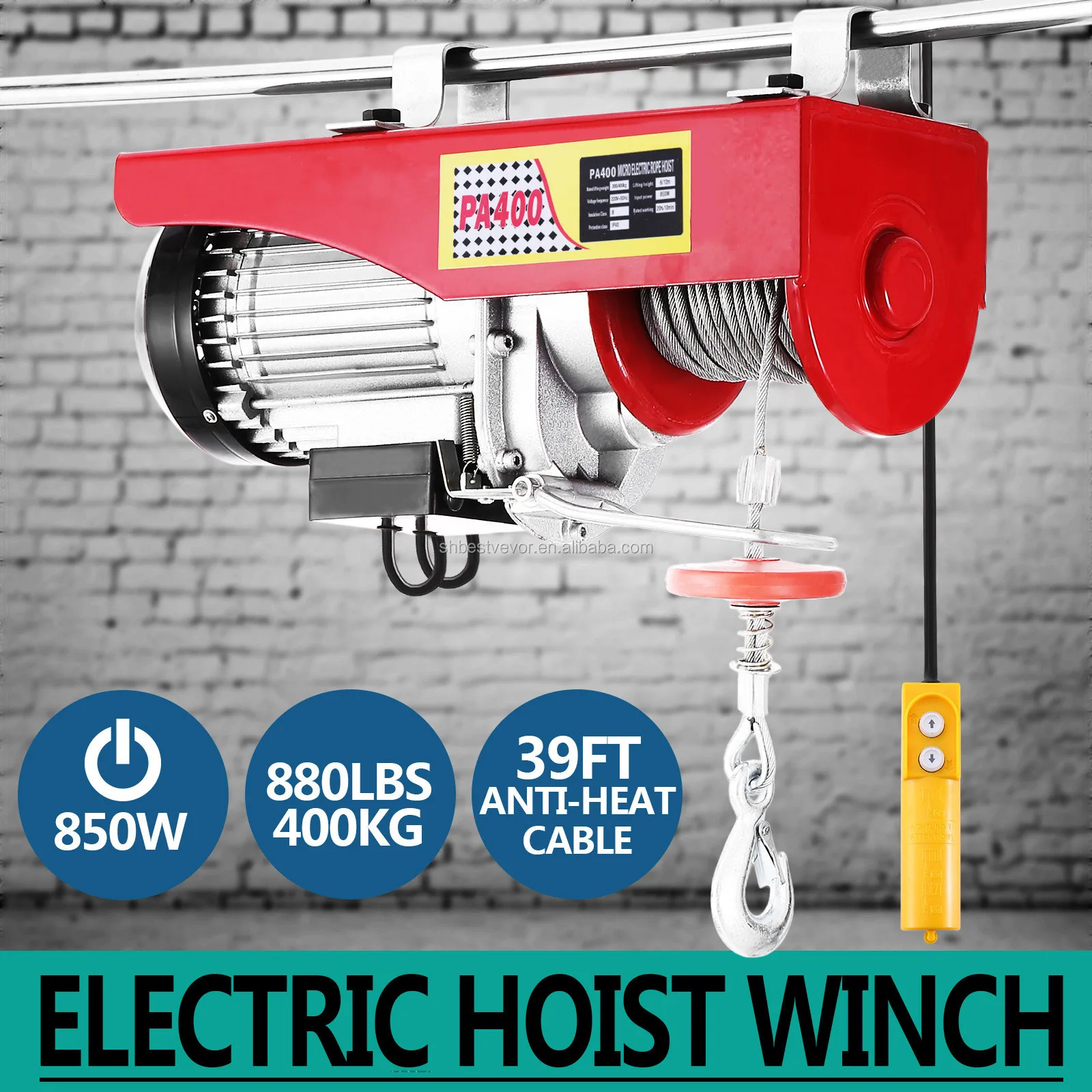 New 880lbs Mini Electric Hoist Crane Overhead Garage Winch Remote