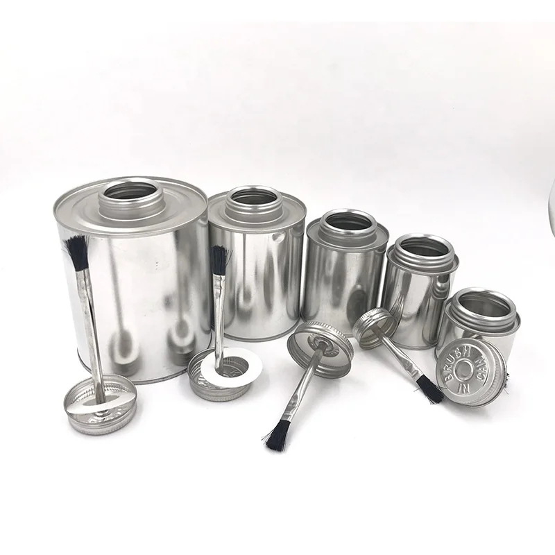 
PVC/UPVC/CPVC glue tin can screw top small metal container cans 2oz-32oz Tire repair adhesive tin can with dauber or Brush 