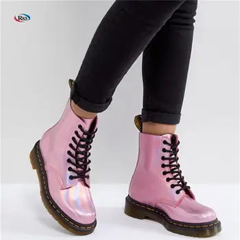 Leather Holographic Pink Lace Up Boots Winter Clear Jelly Boots For Girls , Buy Boots For Girls,Clear Jelly Boots For Girls,Winter Boots For Girls