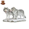 Custom made wholesales decorative figurine polyresin snow wolf