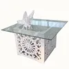 Brand new Qingdao Sinofur knock down glass top wedding table