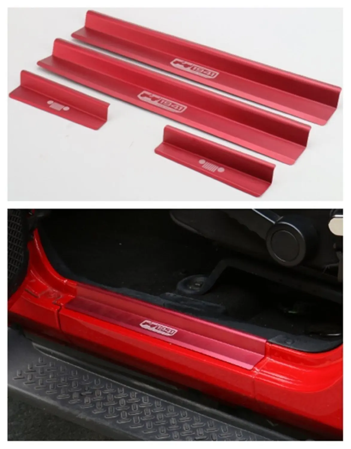 Black FMtoppeak One Set of 4 Pcs Aluminum Alloy Front /& Rear Door Sill Protector Cover Scuff Plate Entry Guards for 2007-2016 Jeep Wrangler JK 4 Door